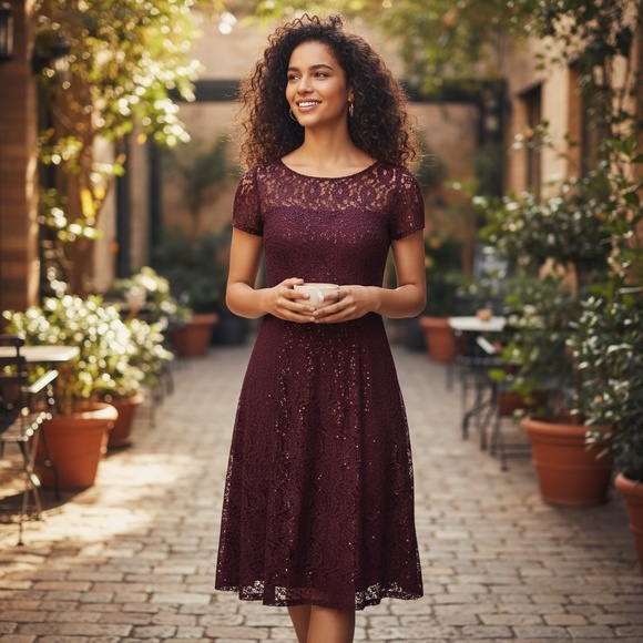 SL Fashions Sequined Lace MIDI Dress size 18 - Picture 1 of 14